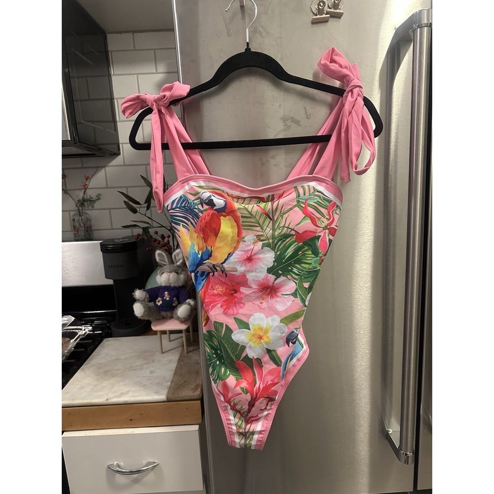 Vibrant Bold Cruise Resort One Piece Suit SzM Flattering Adjust Straps To Halter